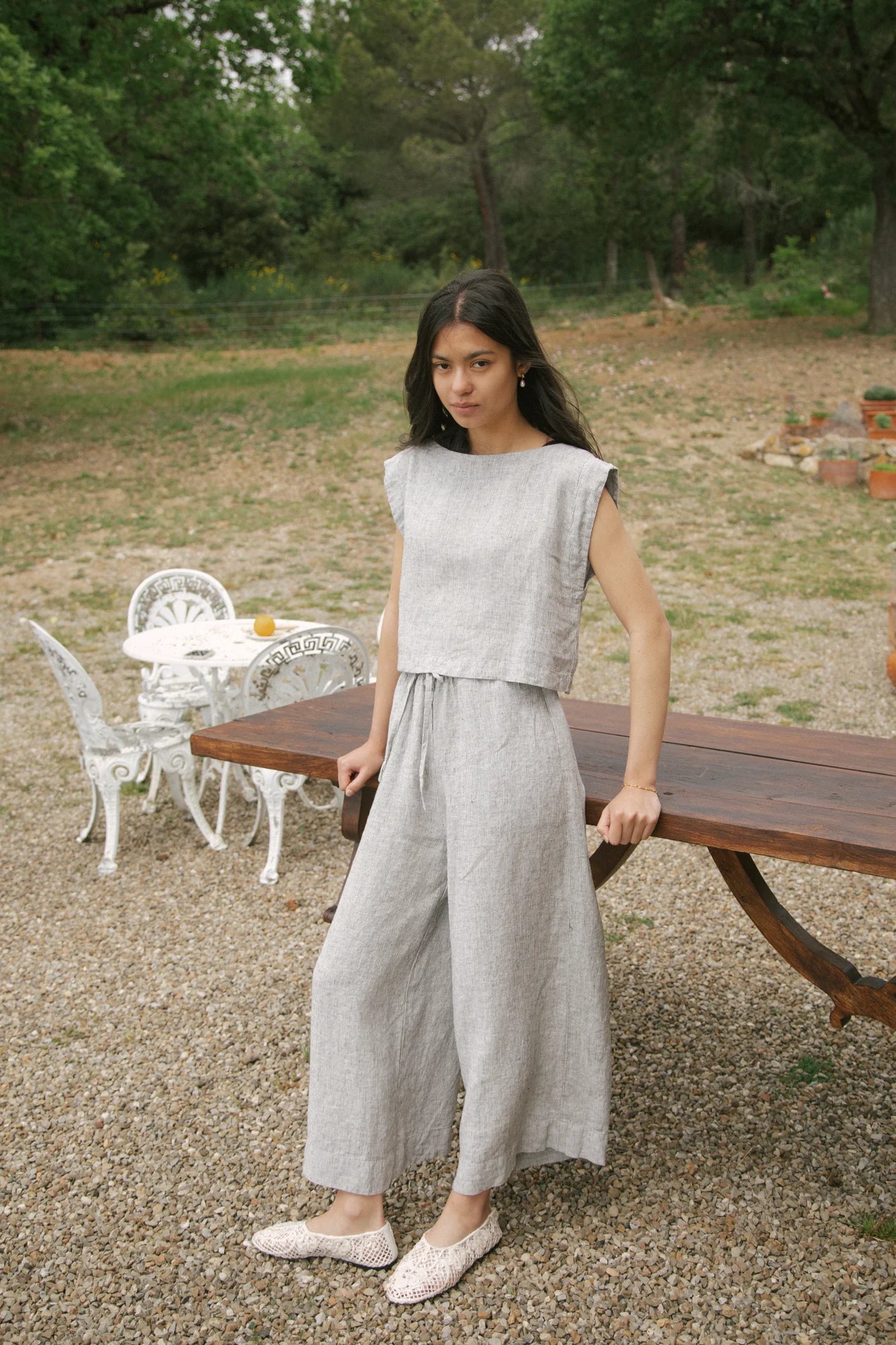 Ines Pant - Charcoal Stripe