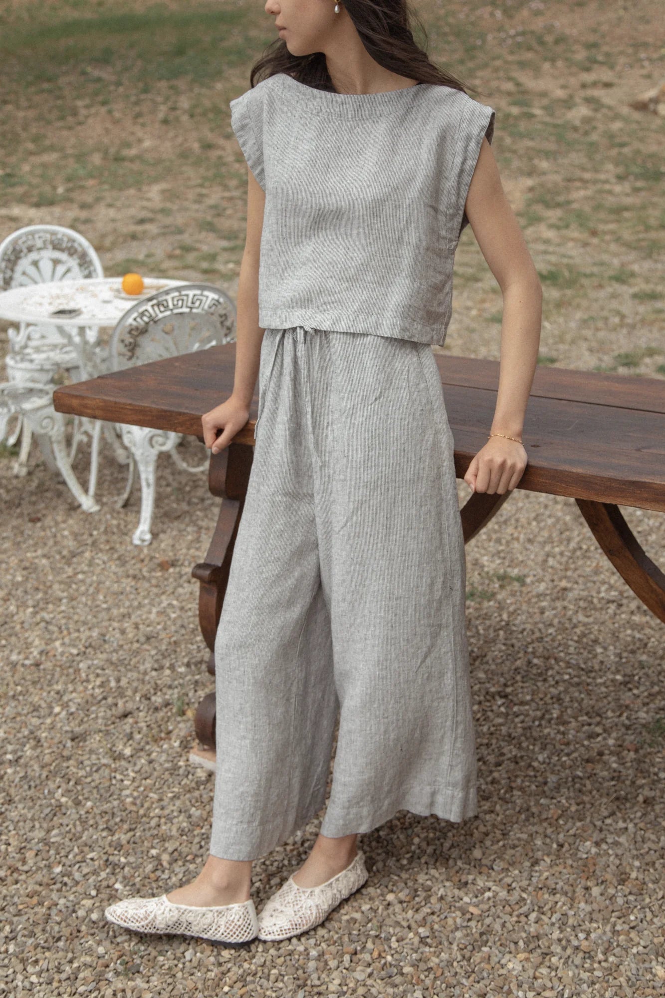 Ines Pant - Charcoal Stripe