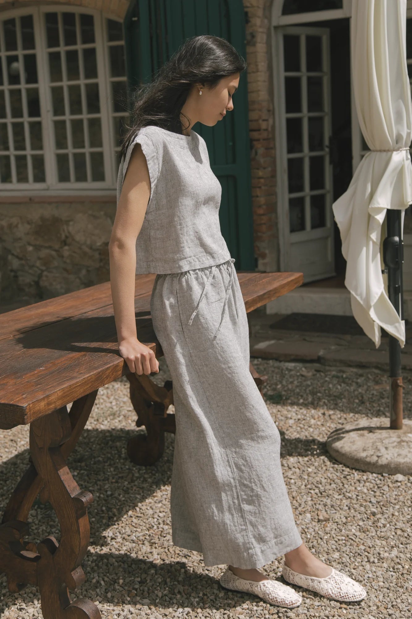 Ines Pant - Charcoal Stripe
