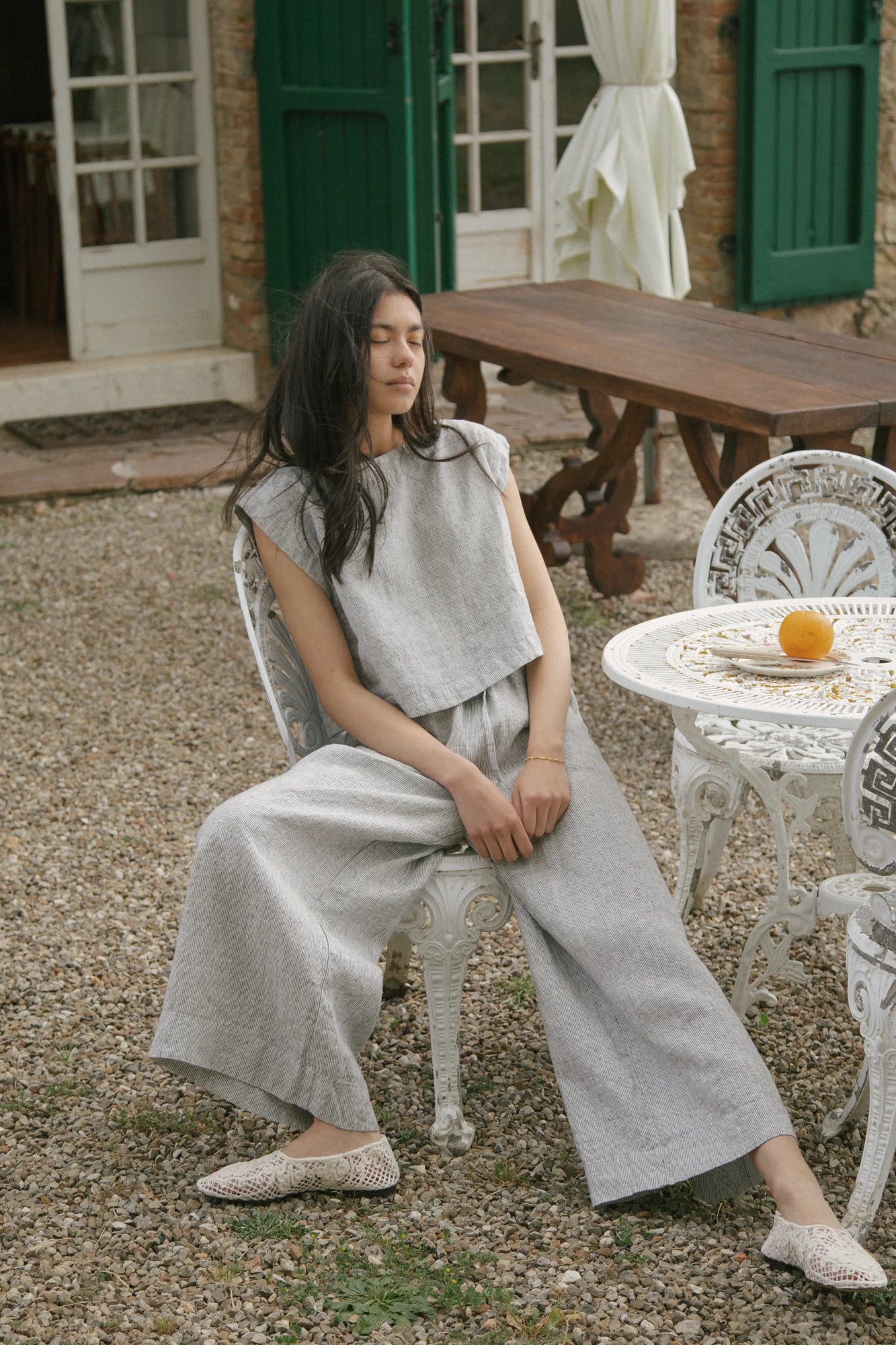 Ines Pant - Charcoal Stripe
