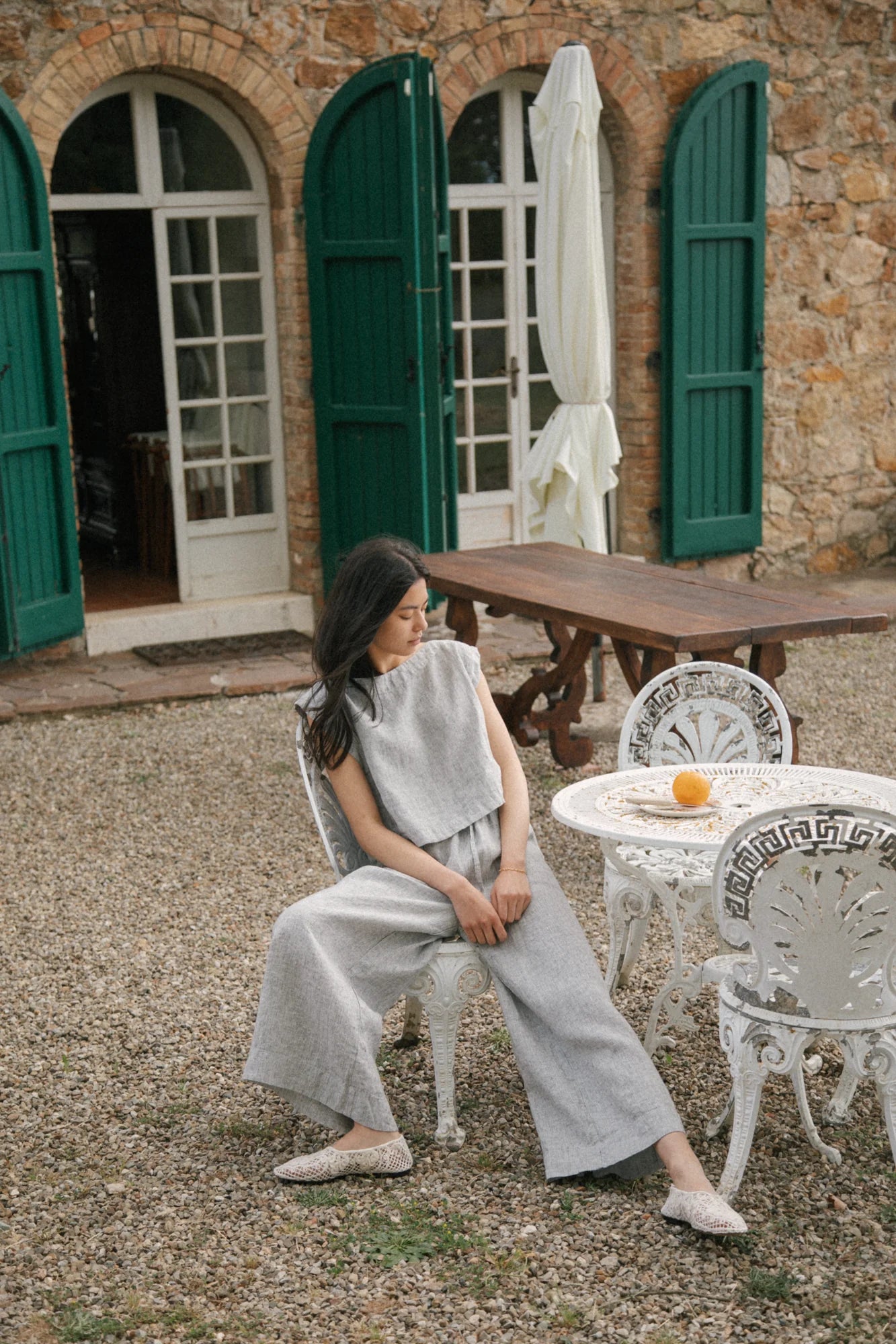 Ines Pant - Charcoal Stripe