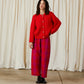 Merino Crew Neck Cardigan - Poppy