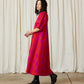 Double V-Neck Maxi Dress- Poppy/Pink Plaid