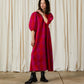 Double V-Neck Maxi Dress- Poppy/Pink Plaid