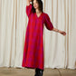 Double V-Neck Maxi Dress- Poppy/Pink Plaid