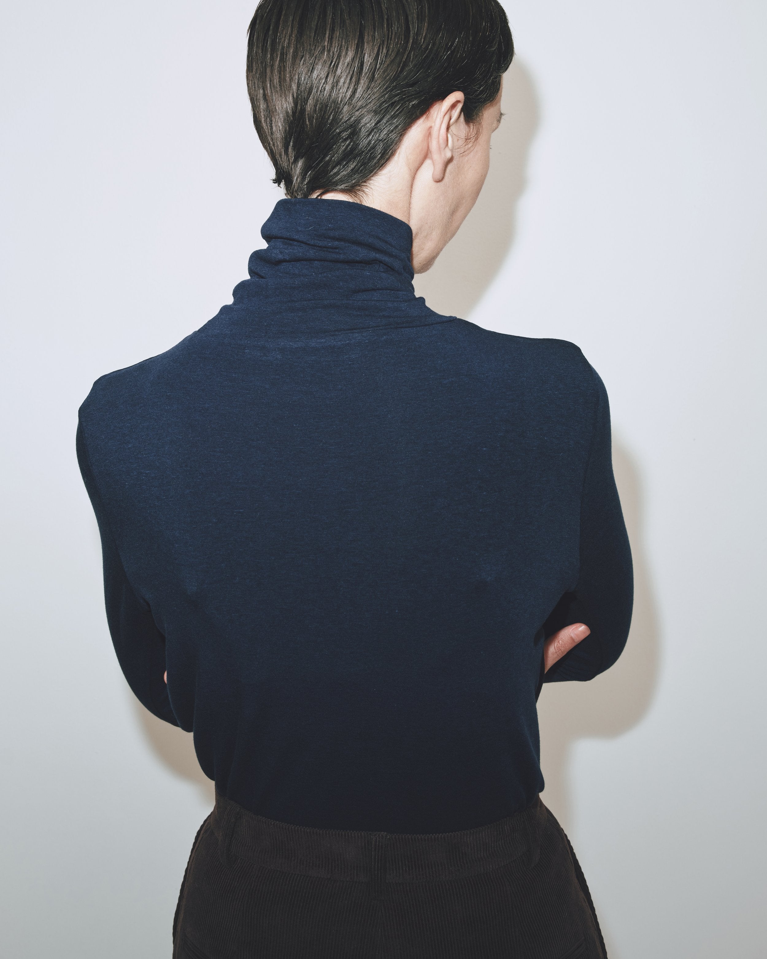 Navy roll neck on sale top