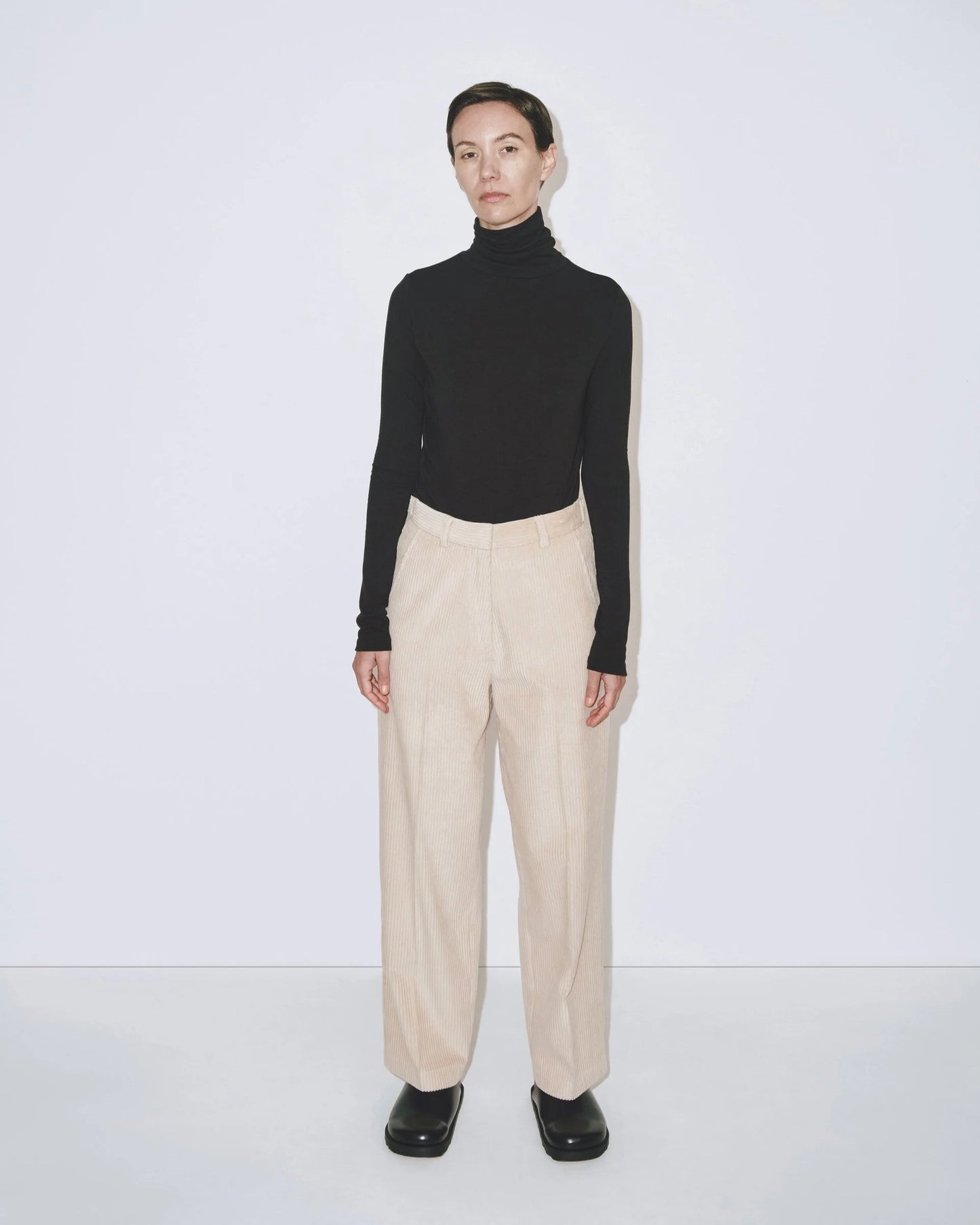 Roll Neck Jersey Top - Black