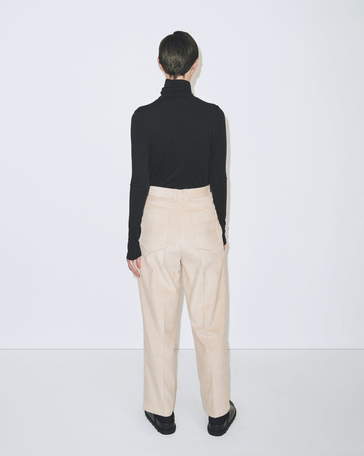 Corduroy Straight Leg Pants - Light Beige