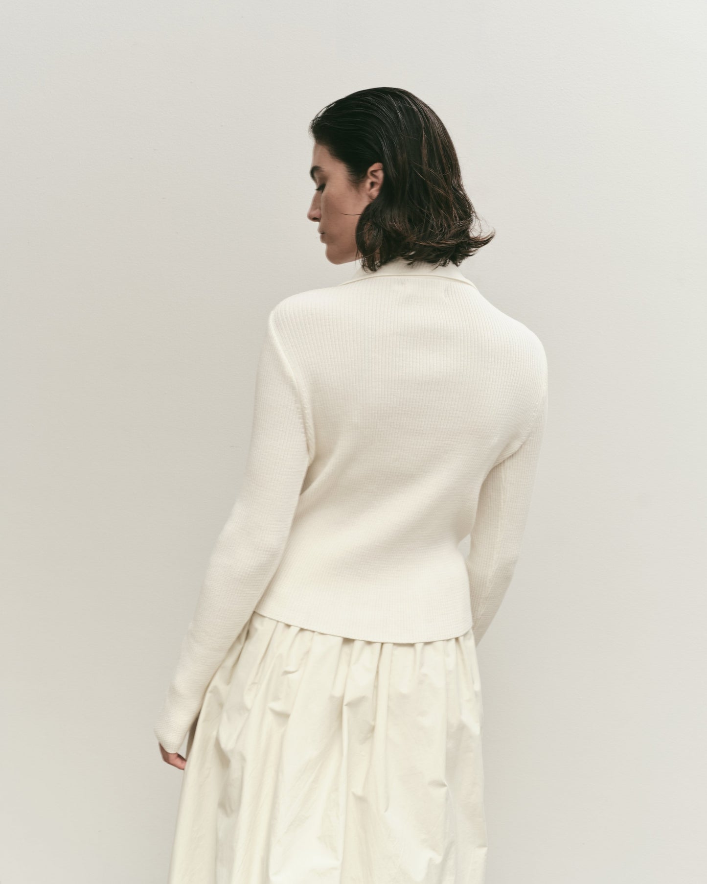 Ribbed Short Cardigan - Ivory