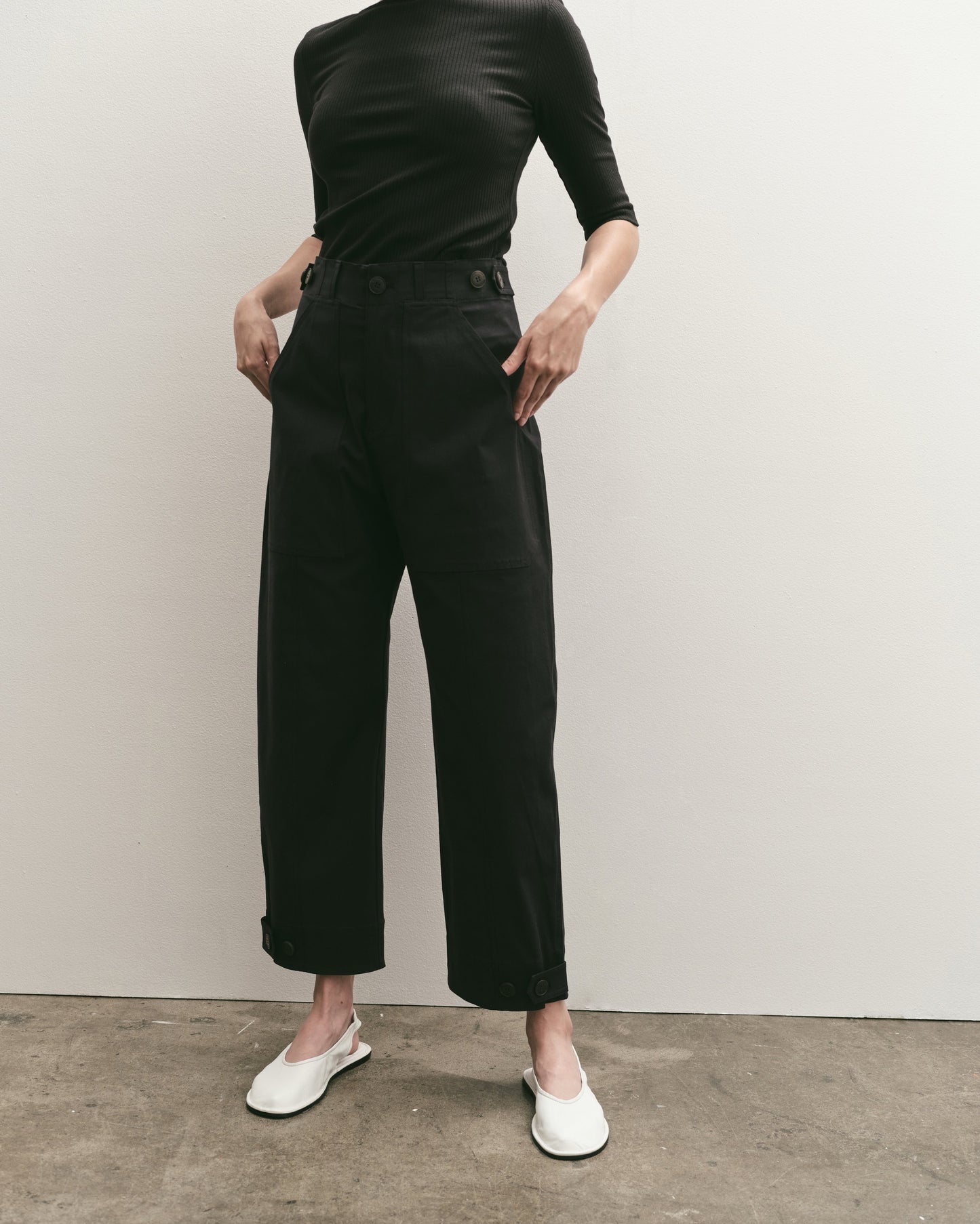 Cropped Workwear Pants - Navy