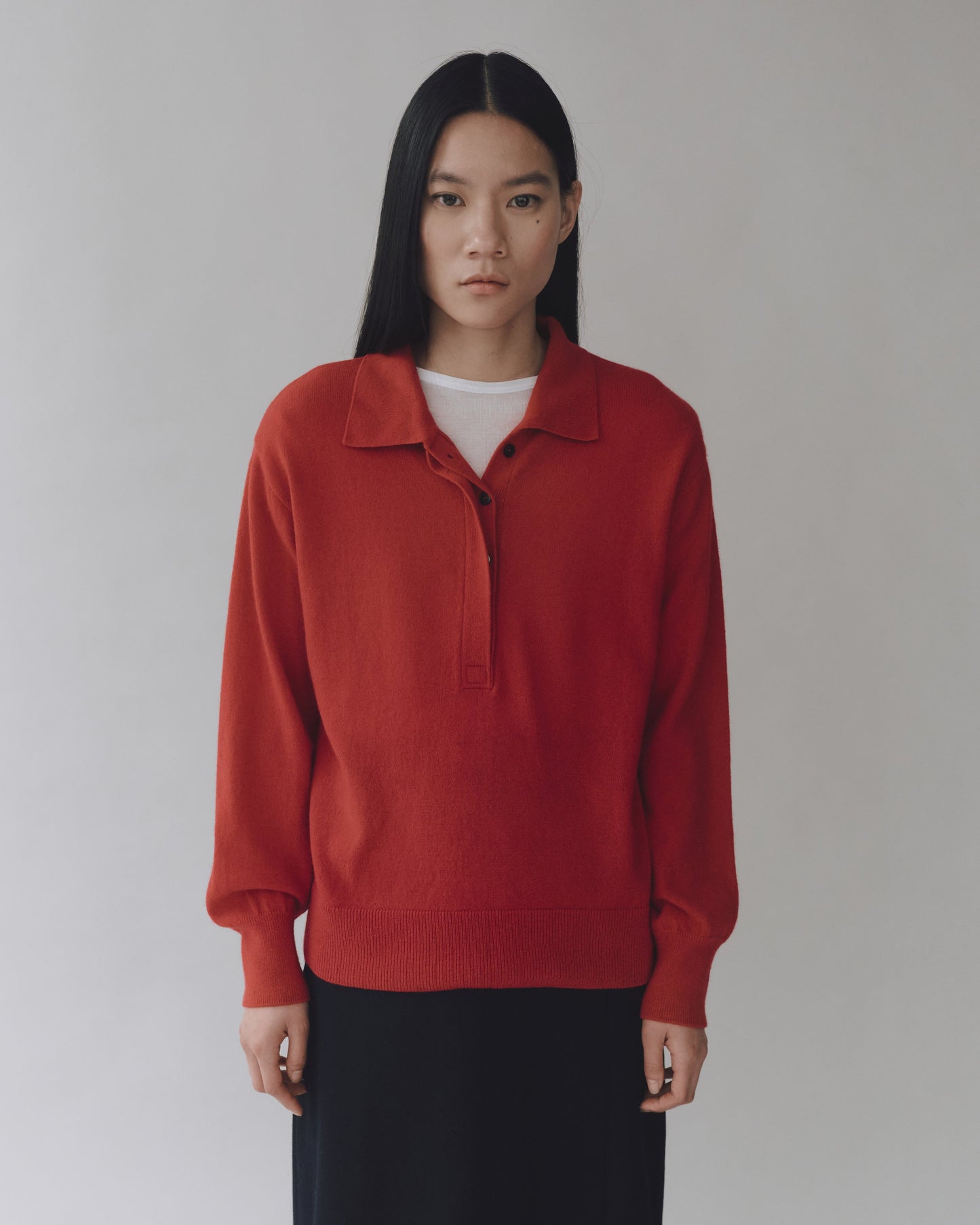 Cashmere Blend Polo Sweater - Red