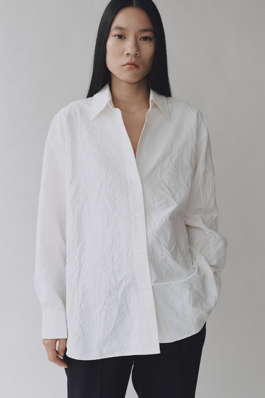 Crinkled Oversized Shirt - White