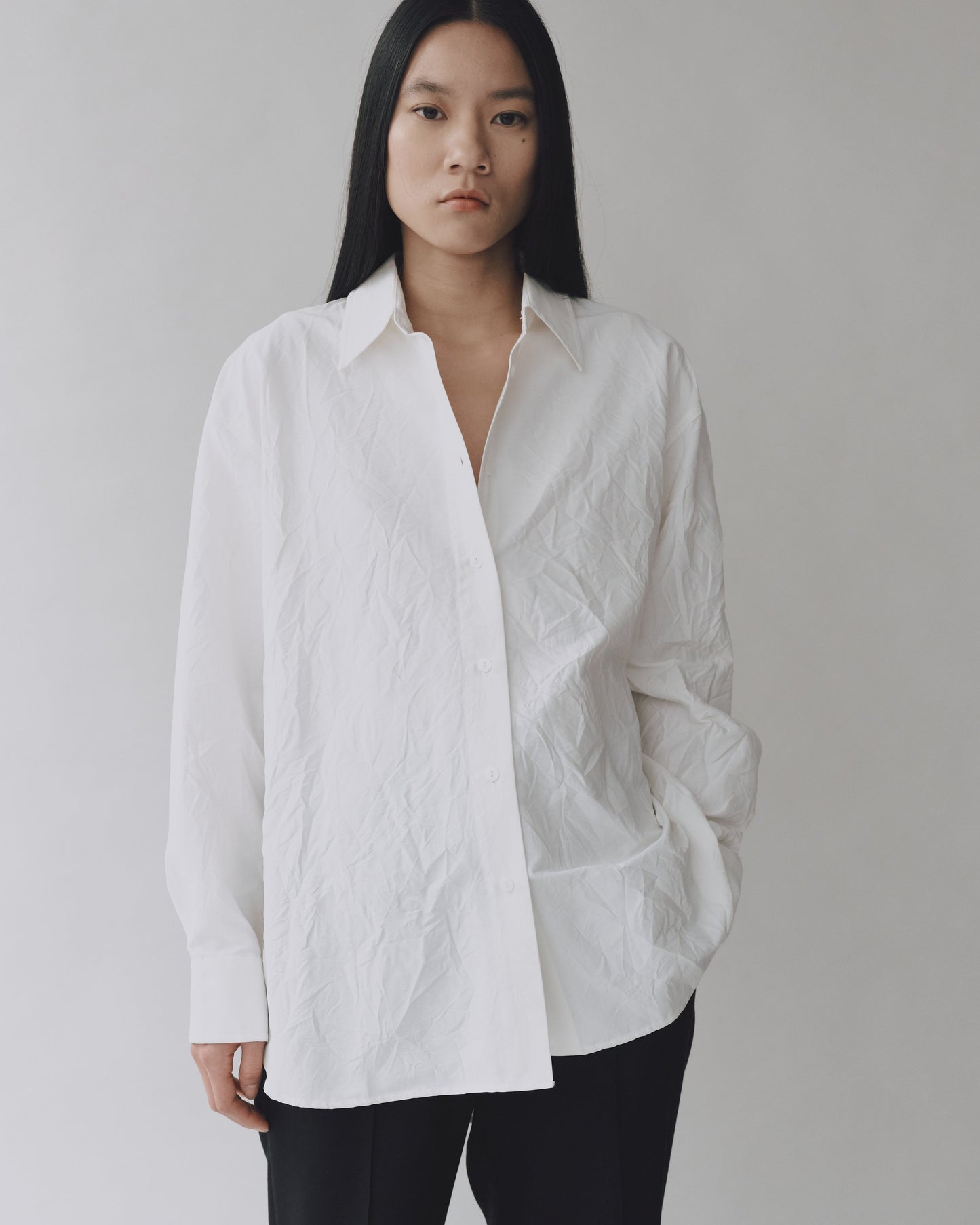 Crinkled Oversized Shirt - White