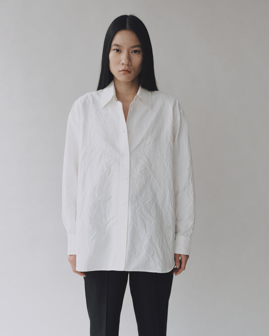 Crinkled Oversized Shirt - White