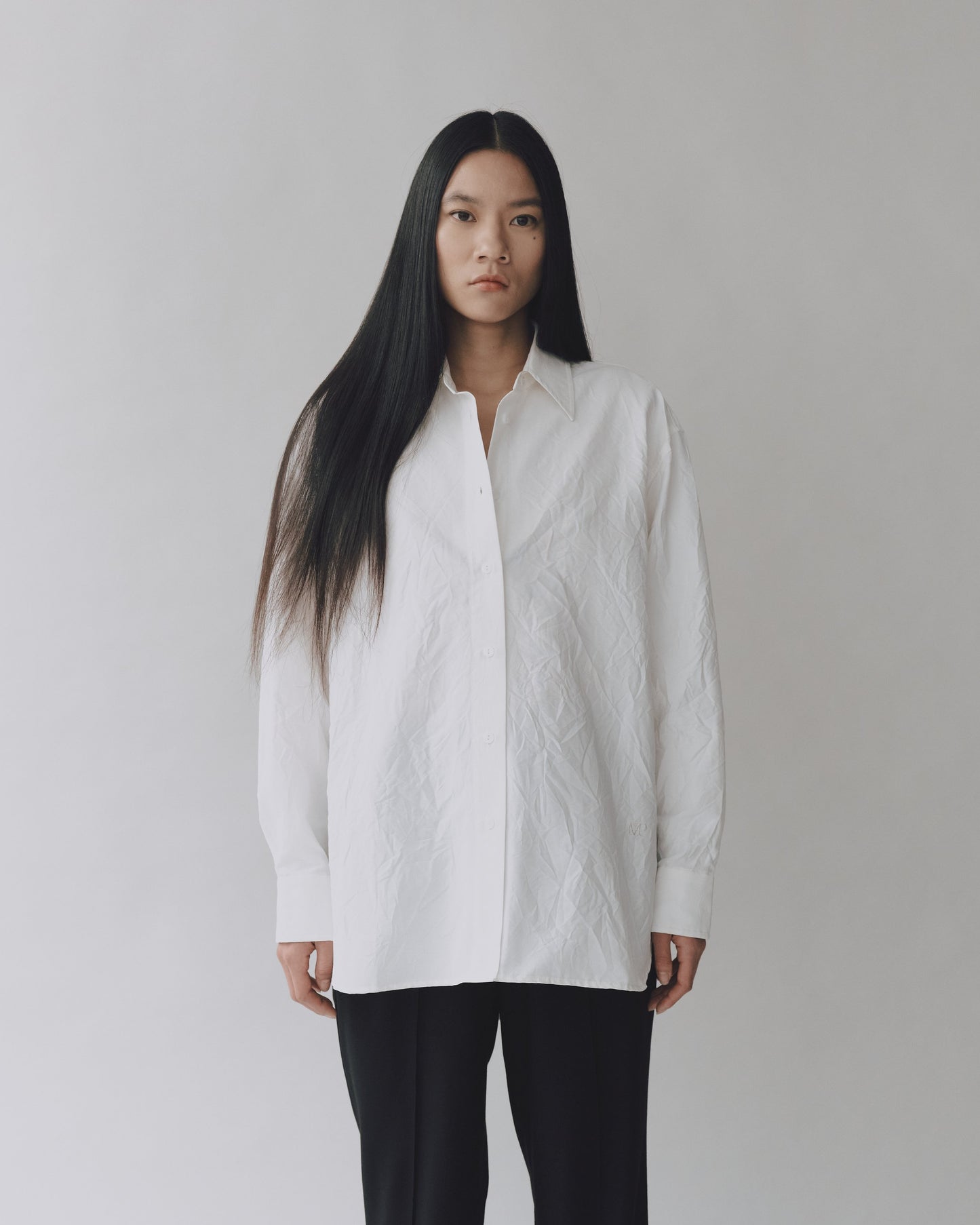 Crinkled Oversized Shirt - White