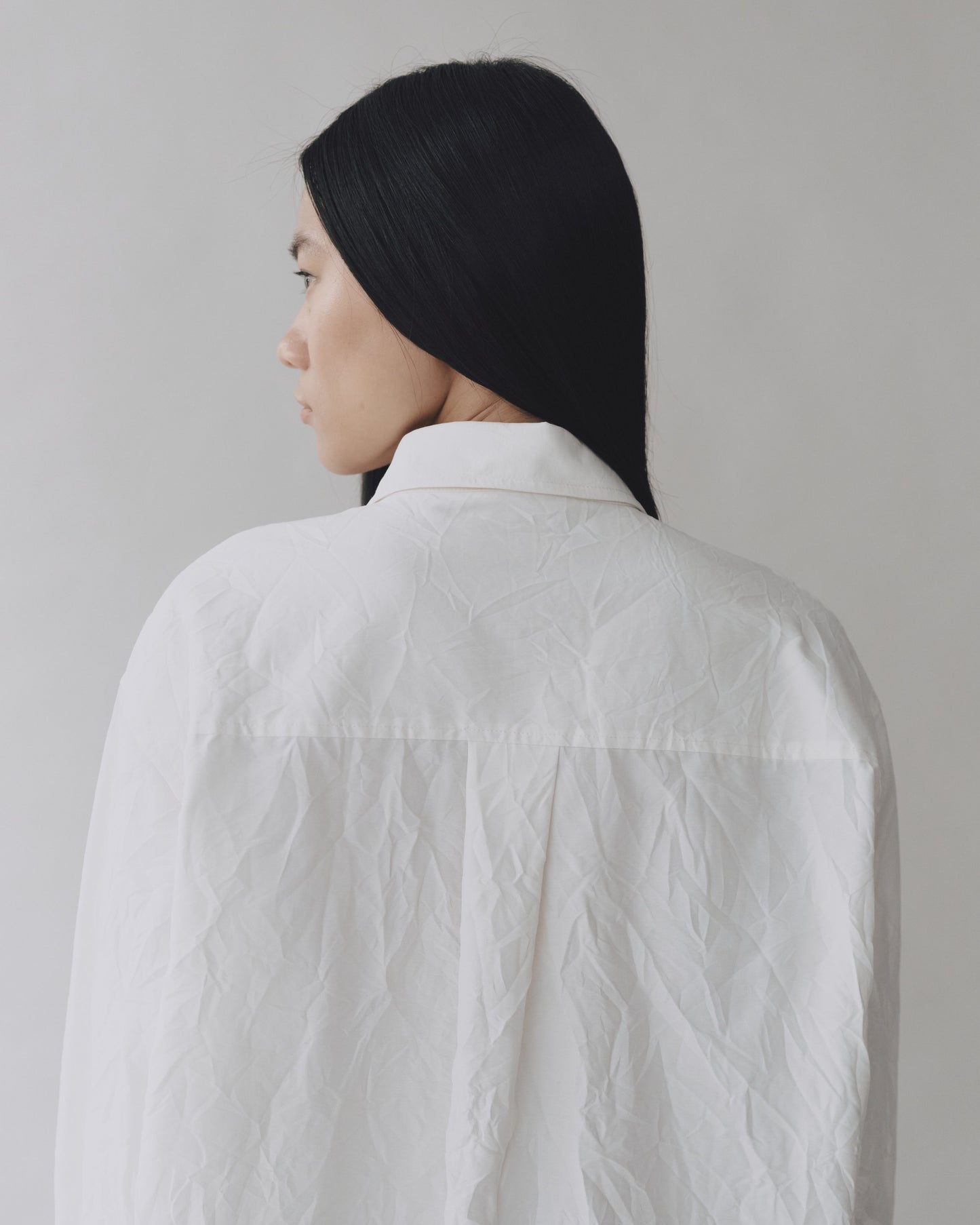 Crinkled Oversized Shirt - White