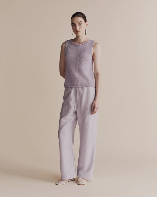 Boat Neck Knit Tank - Lilac