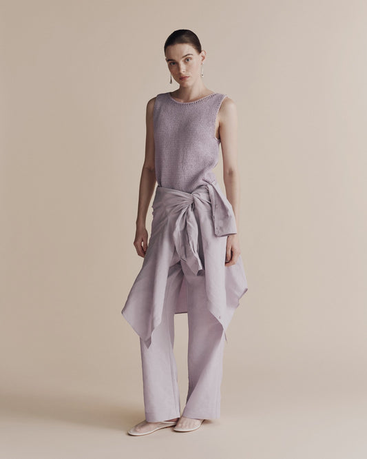 Boat Neck Knit Tank - Lilac