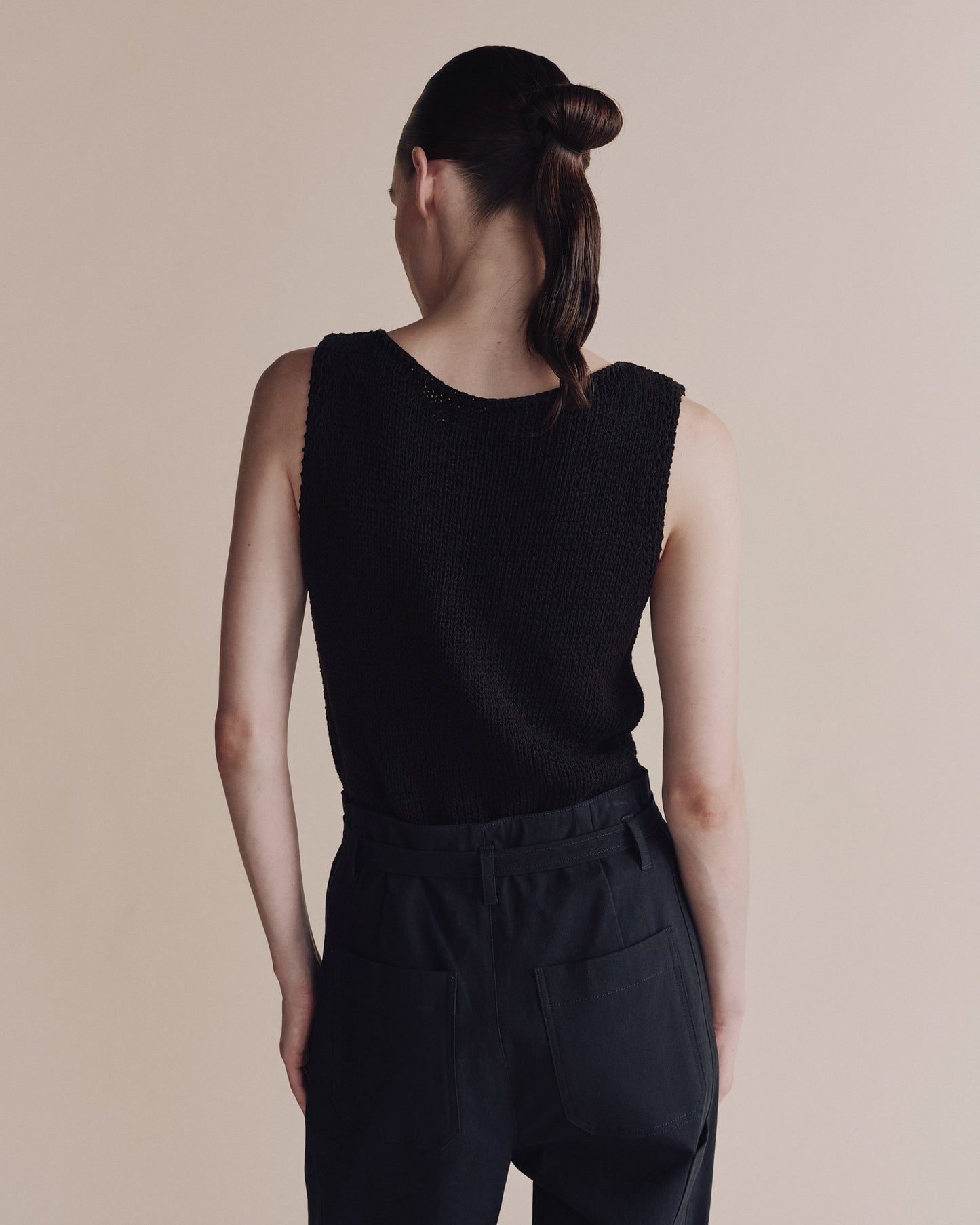 Boat Neck Knit Tank - Black
