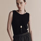Boat Neck Knit Tank - Black