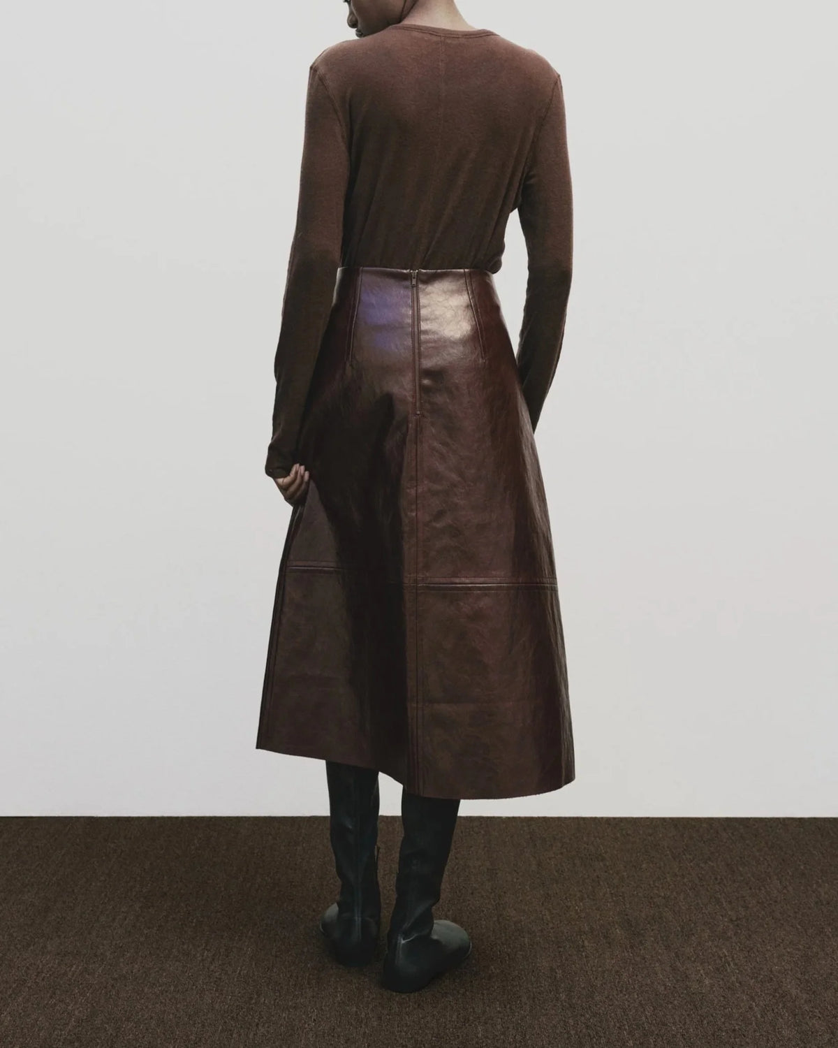 Wool Tencel Crew Neck - Brown