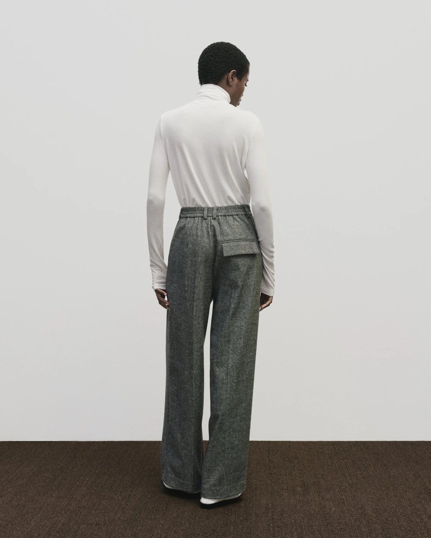 Wool Blend Wide Leg Pant - Gray
