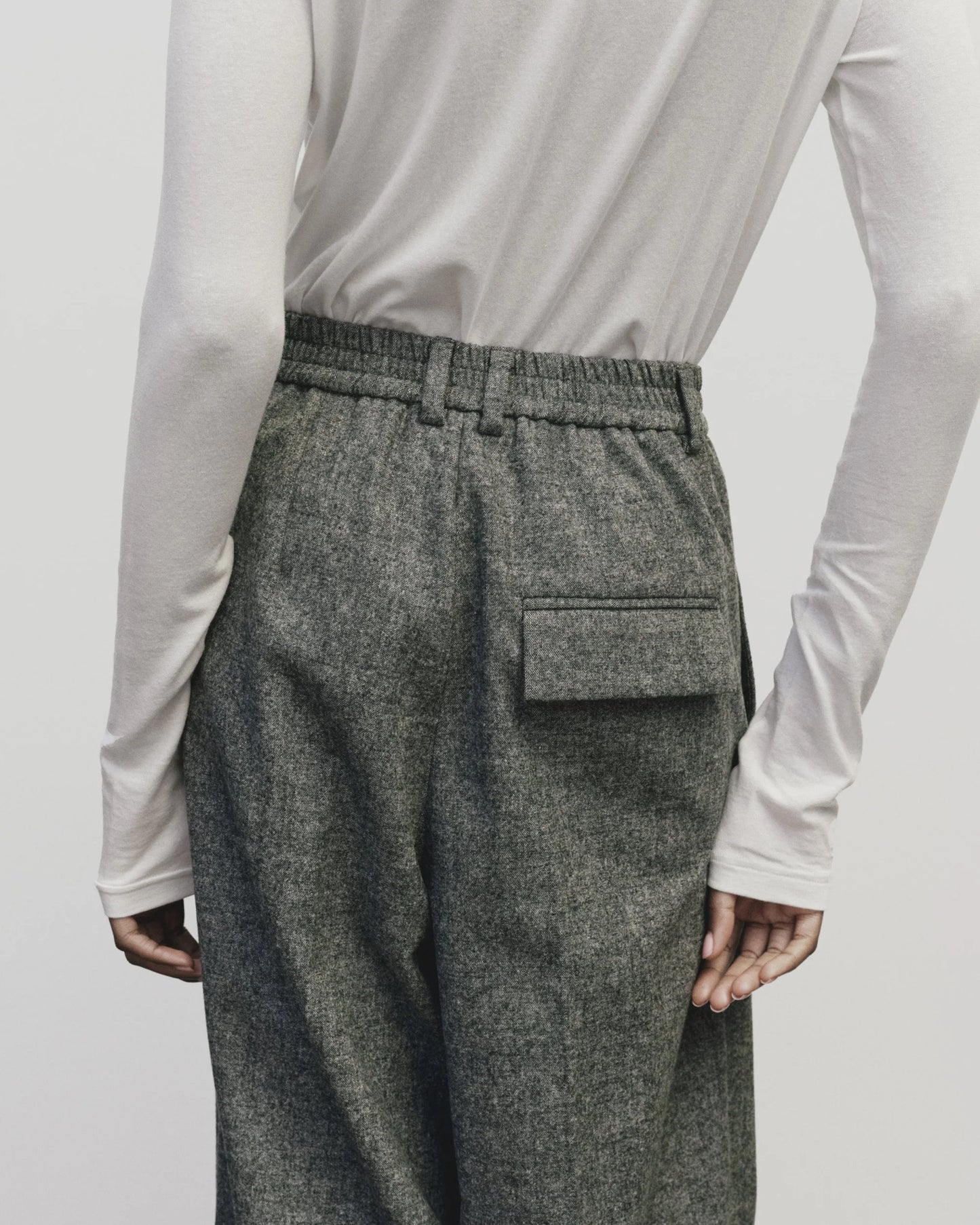 Wool Blend Wide Leg Pant - Gray