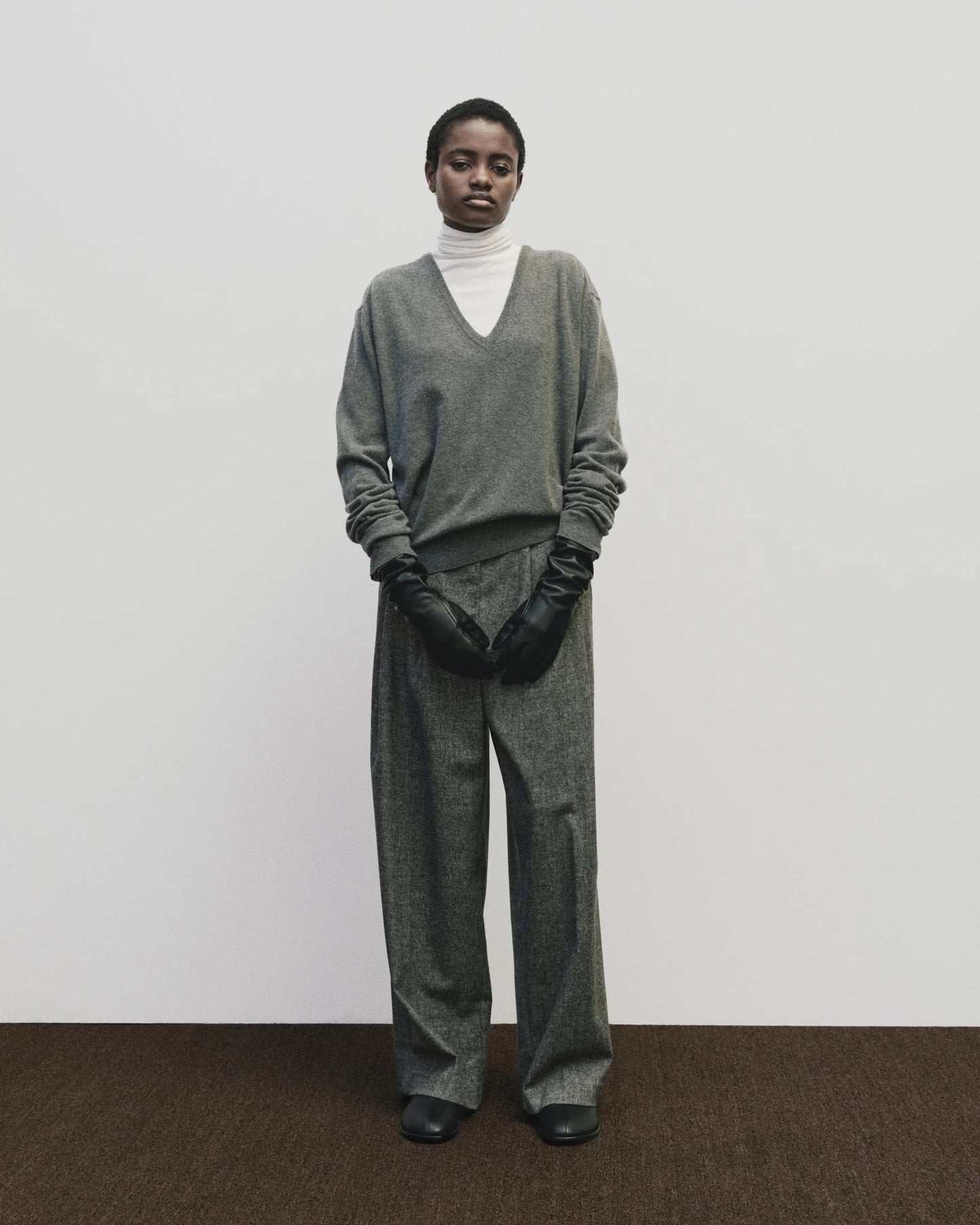 Wool Blend Wide Leg Pant - Gray