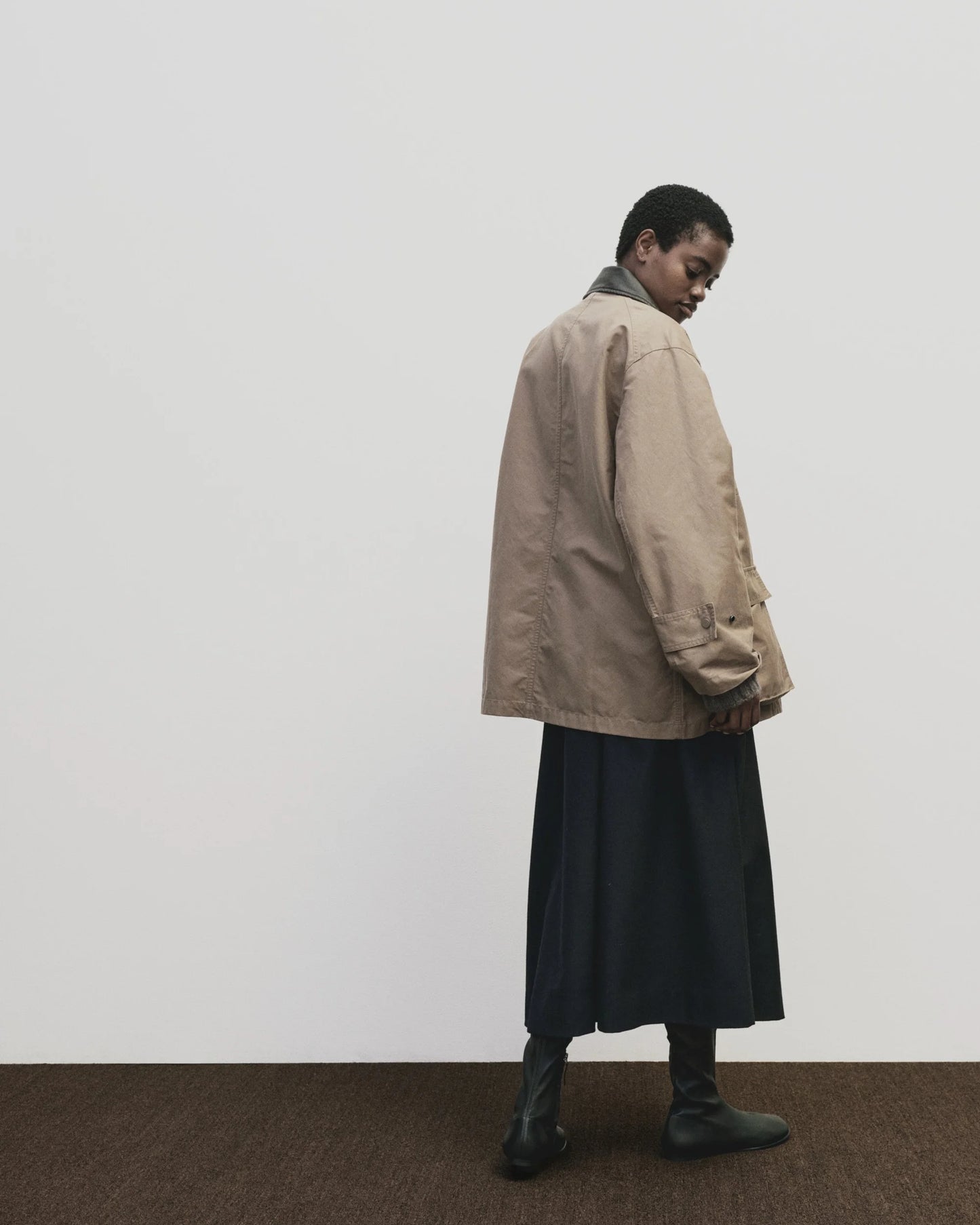 Contrast Collar Work Jacket