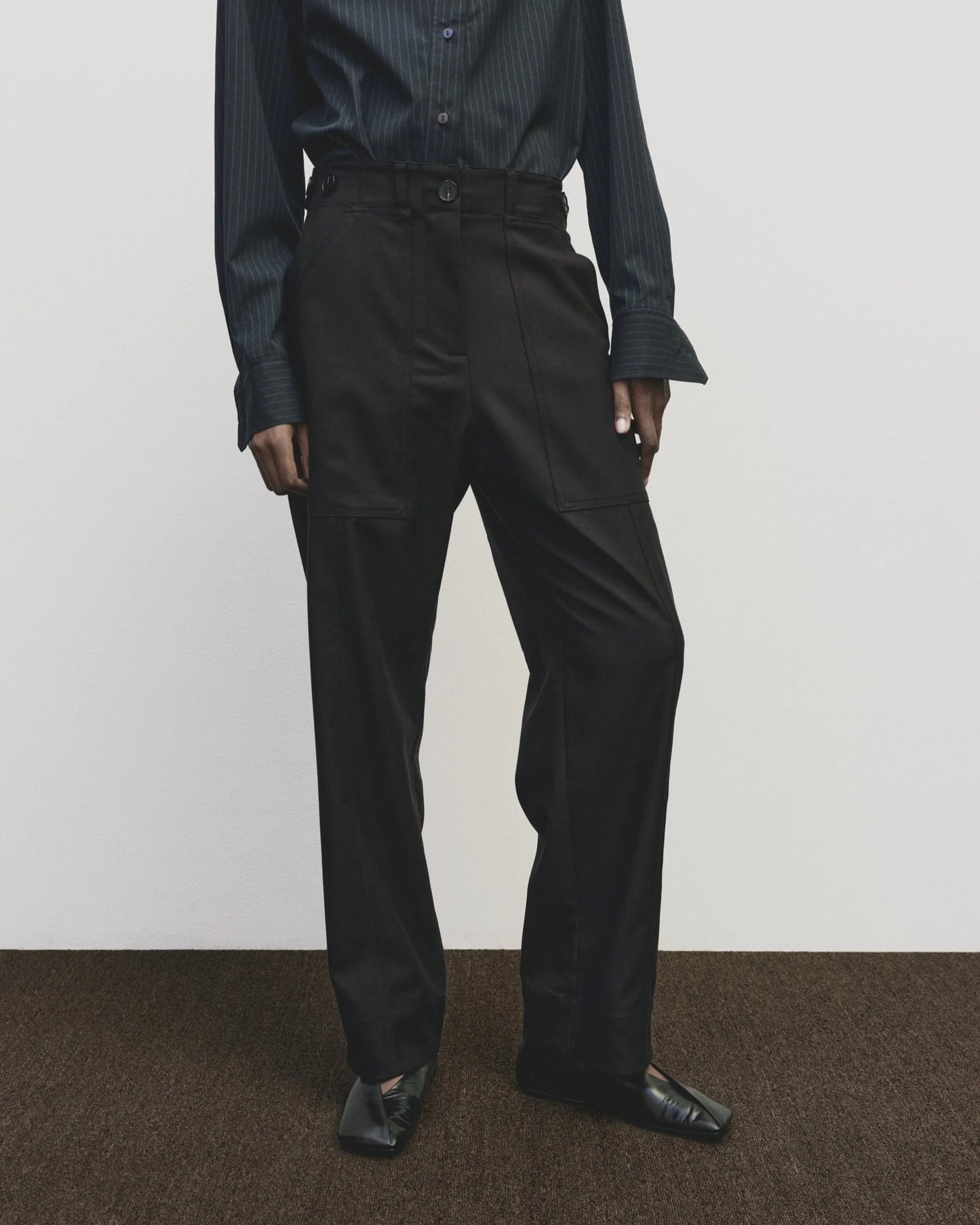 Wool Blend Workwear Pant - Navy