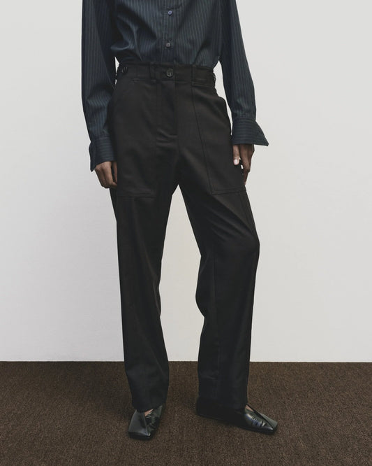 Wool Blend Workwear Pant - Navy