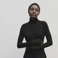 Roll Neck Jersey Top - Black