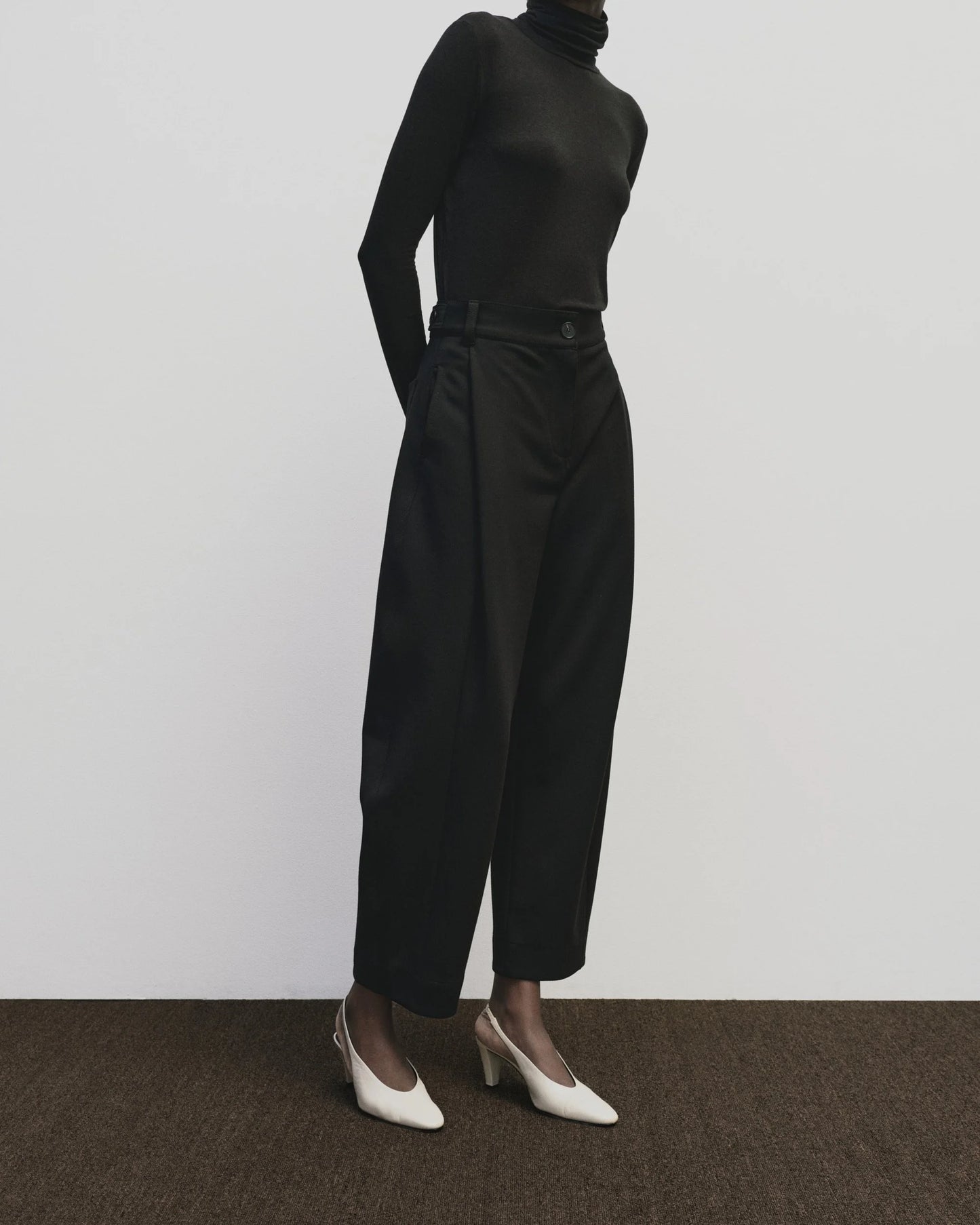 Roll Neck Jersey Top - Black