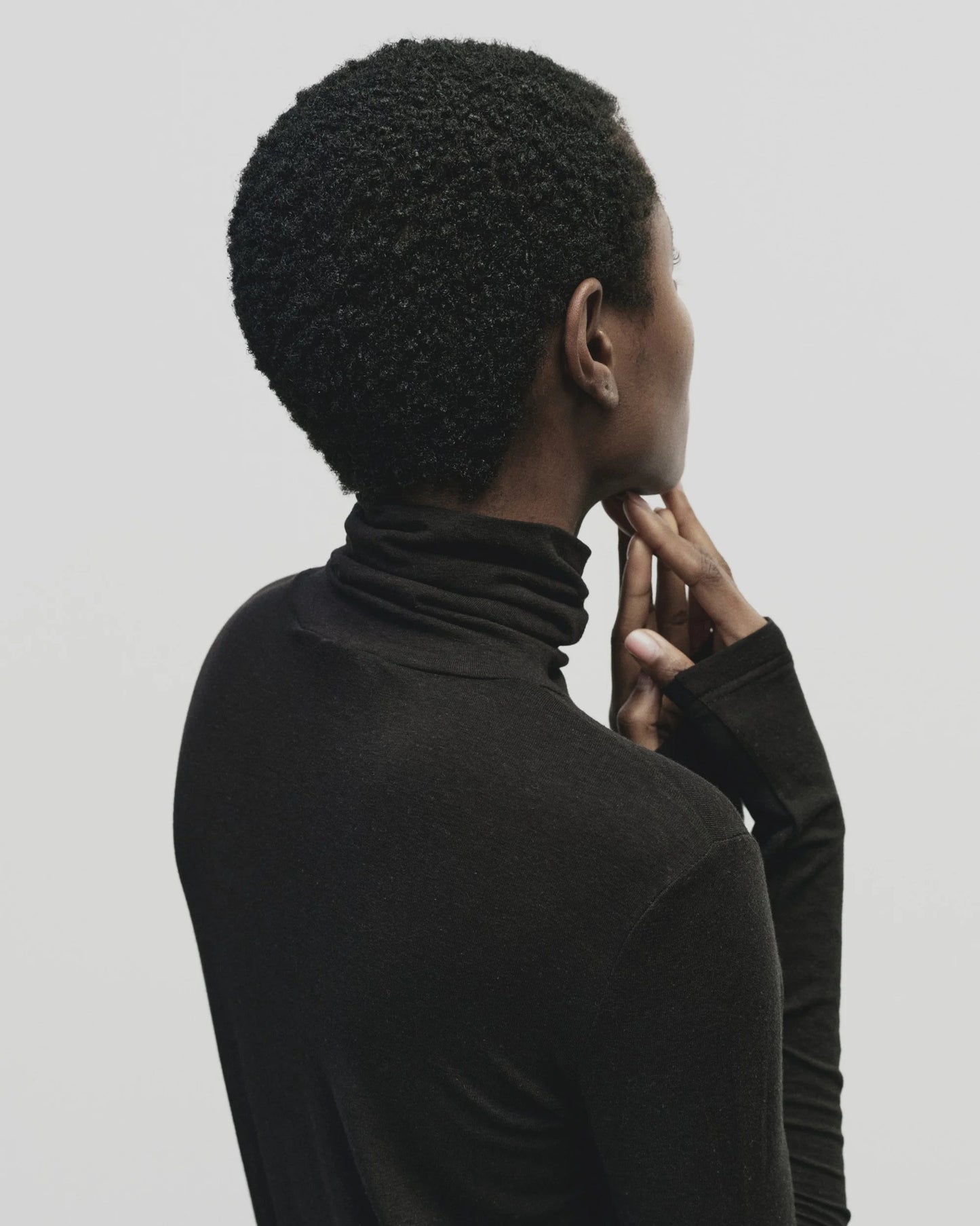 Roll Neck Jersey Top - Black
