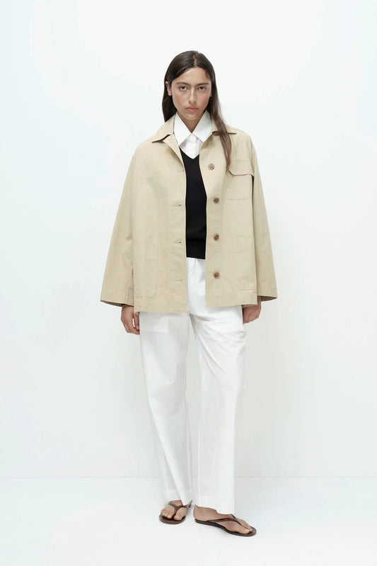 Linen Blend Work Jacket - Beige