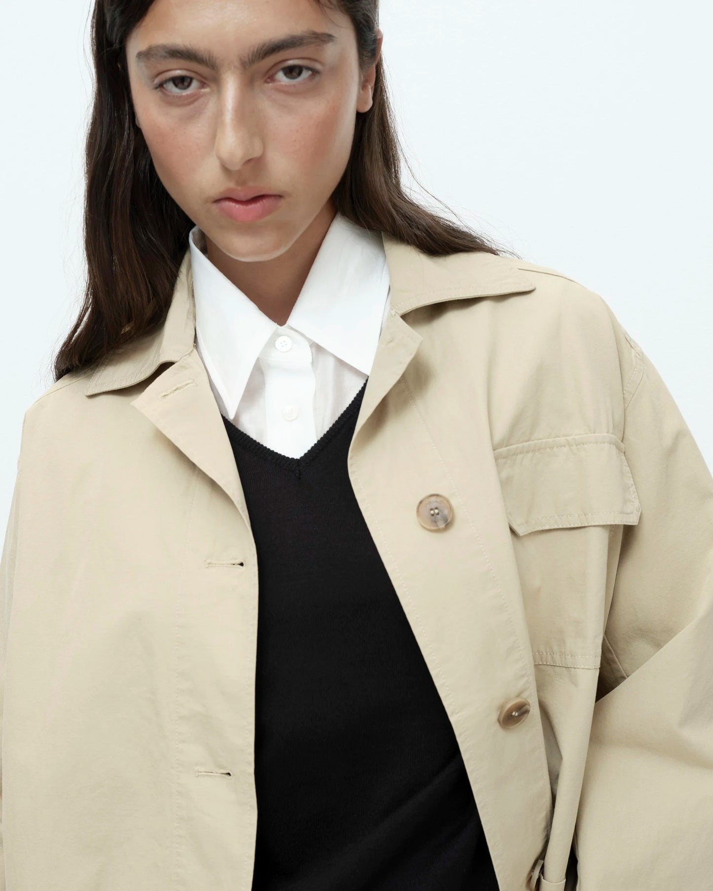 Linen Blend Work Jacket - Beige