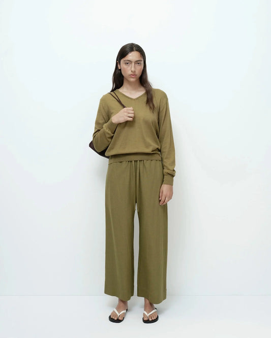 Linen Blend Cropped Pants