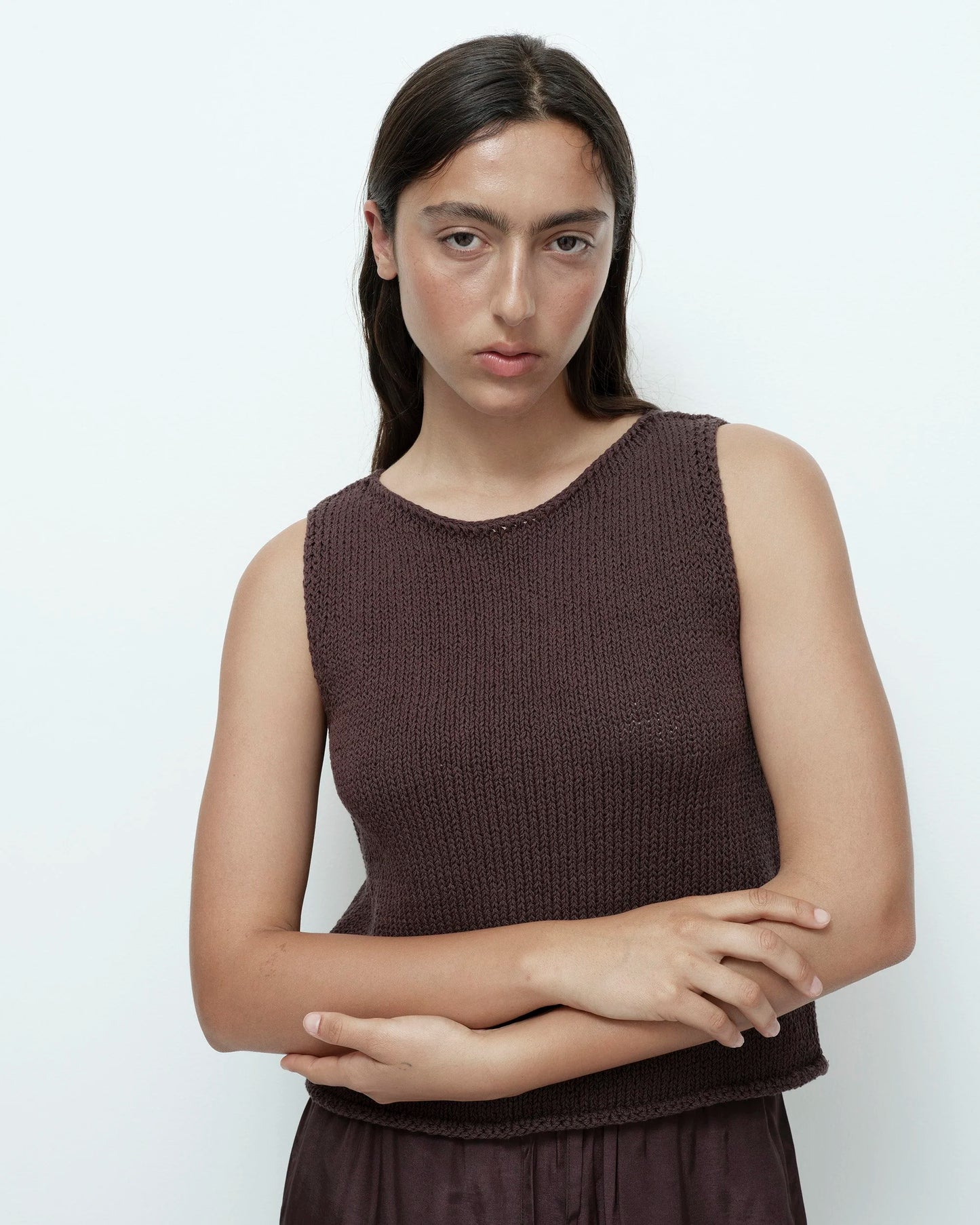Boat Neck Tank - Dark Brown