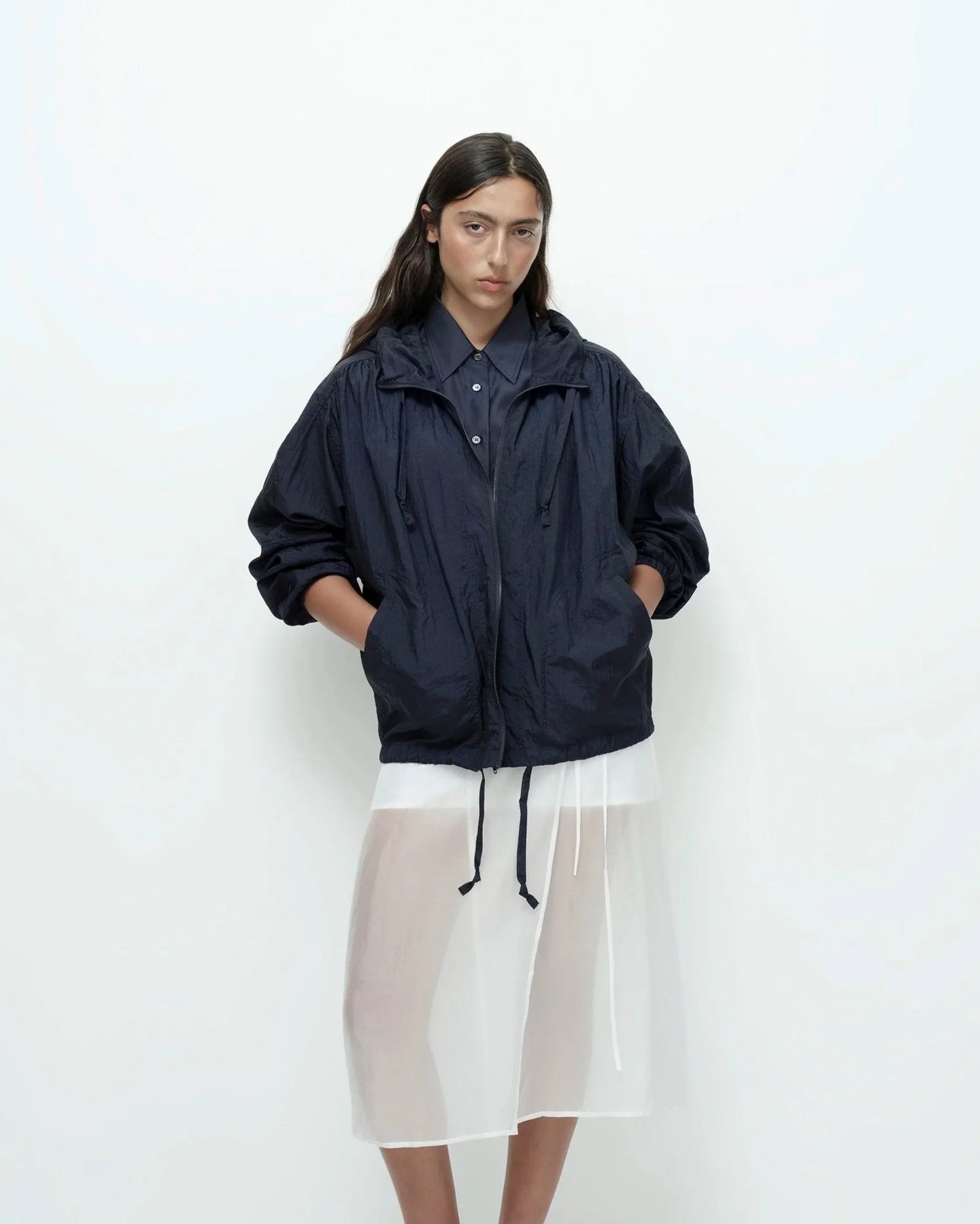 Shirred Anorak - Navy