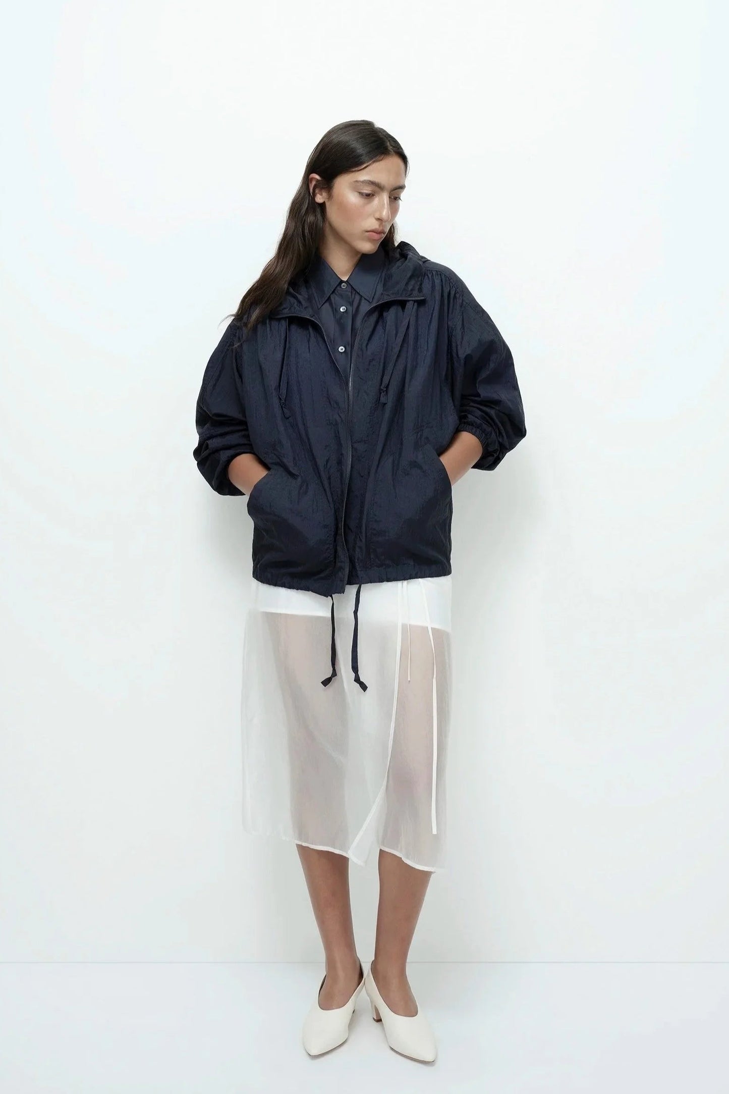 Shirred Anorak - Navy