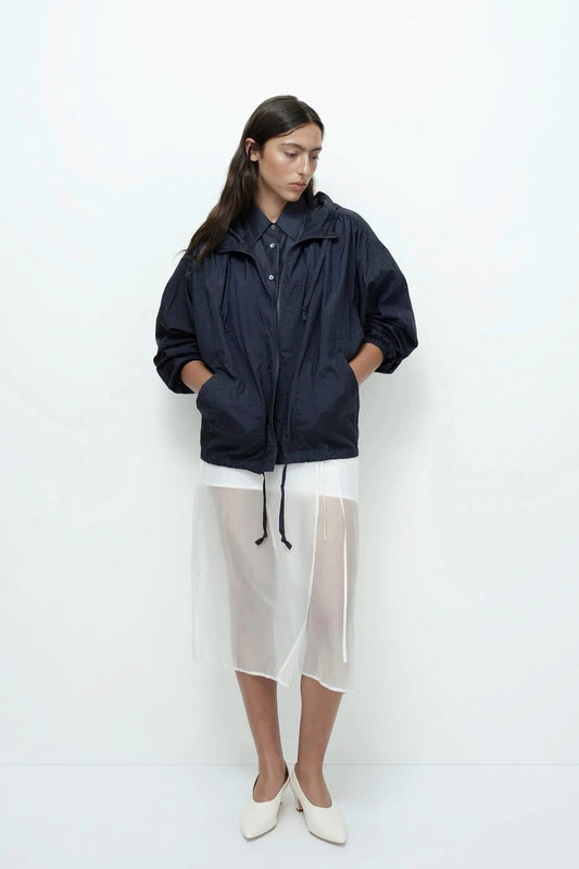 Shirred Anorak - Navy