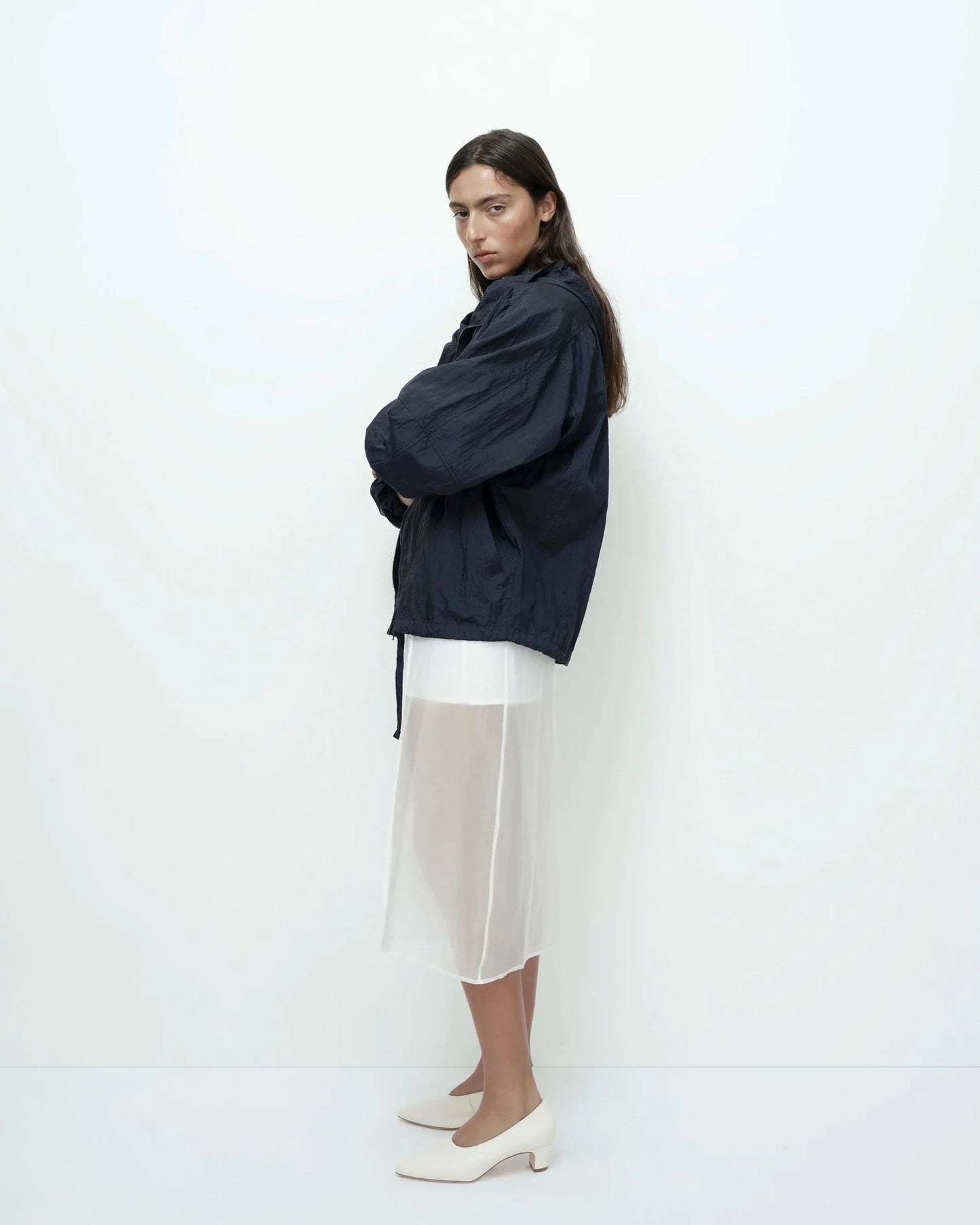 Shirred Anorak - Navy