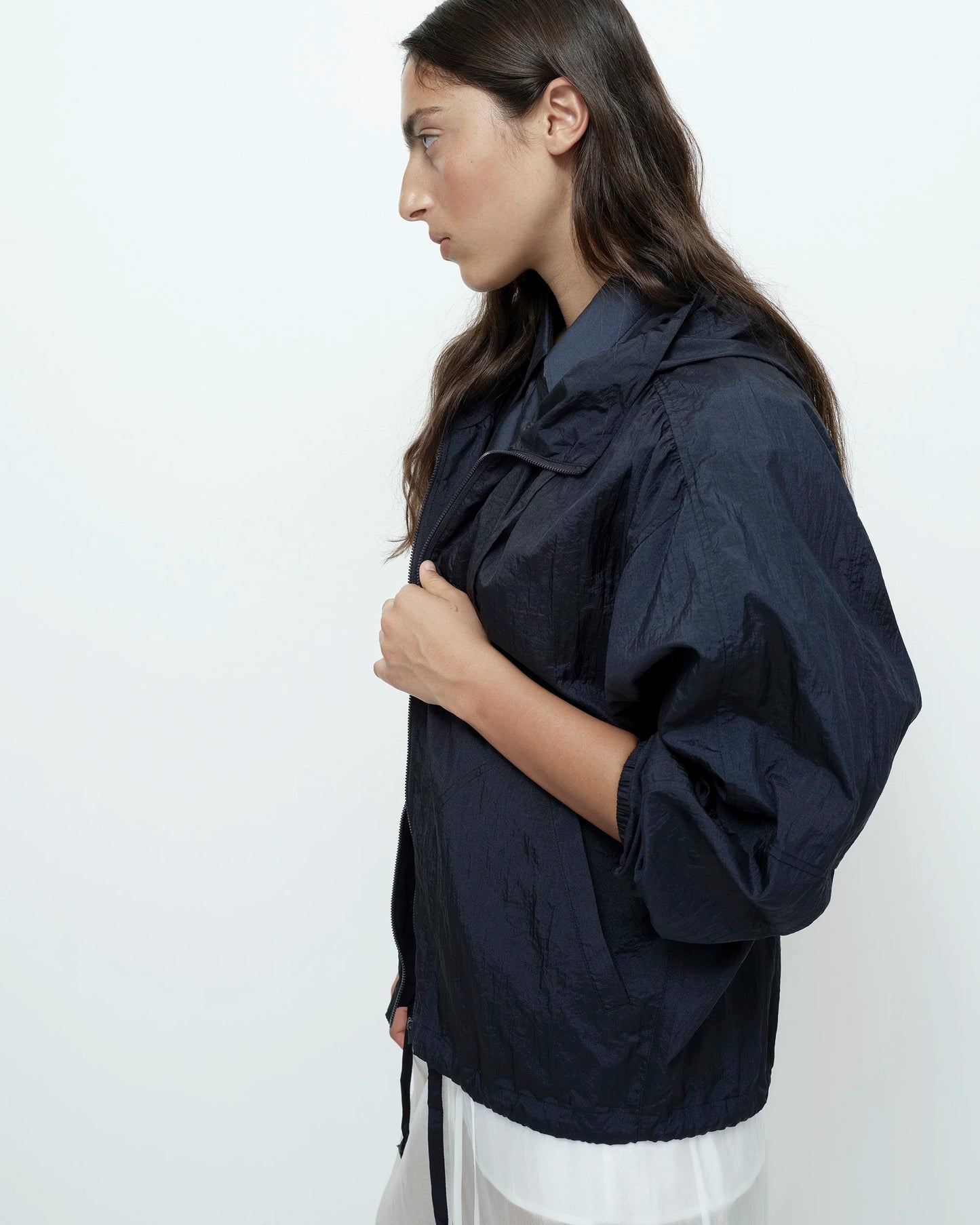 Shirred Anorak - Navy