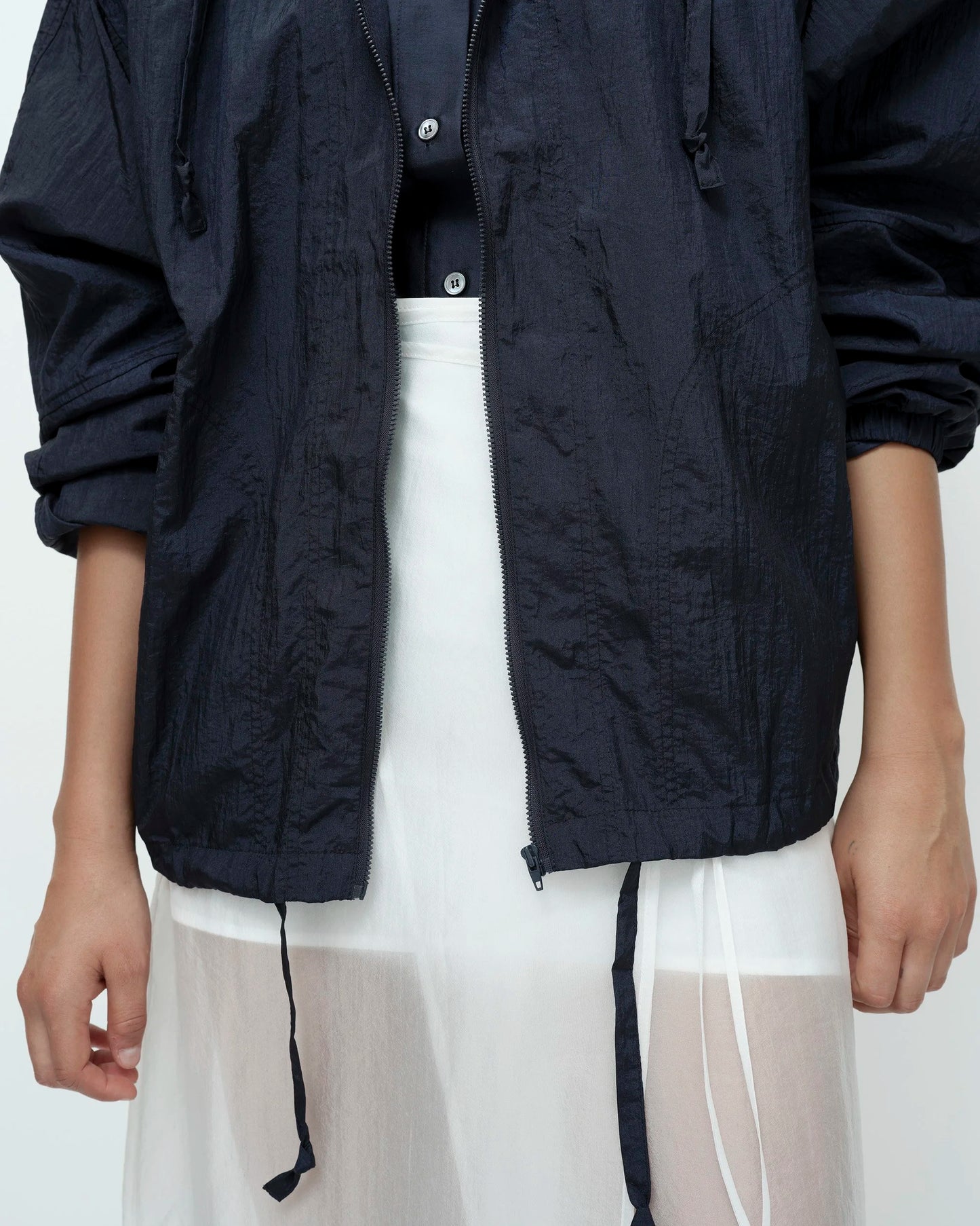 Shirred Anorak - Navy