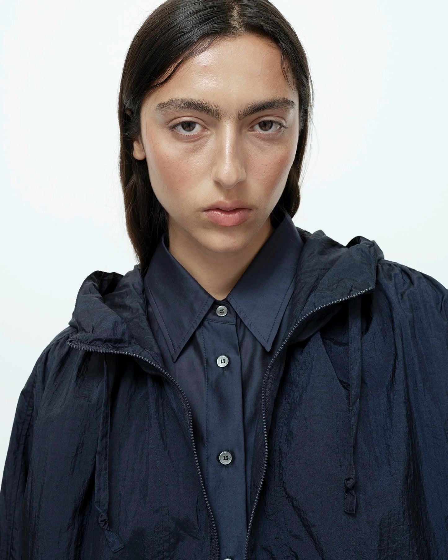 Shirred Anorak - Navy