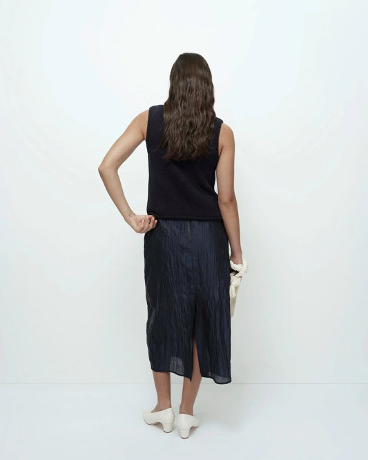 Boat Neck Knit Tank - Navy
