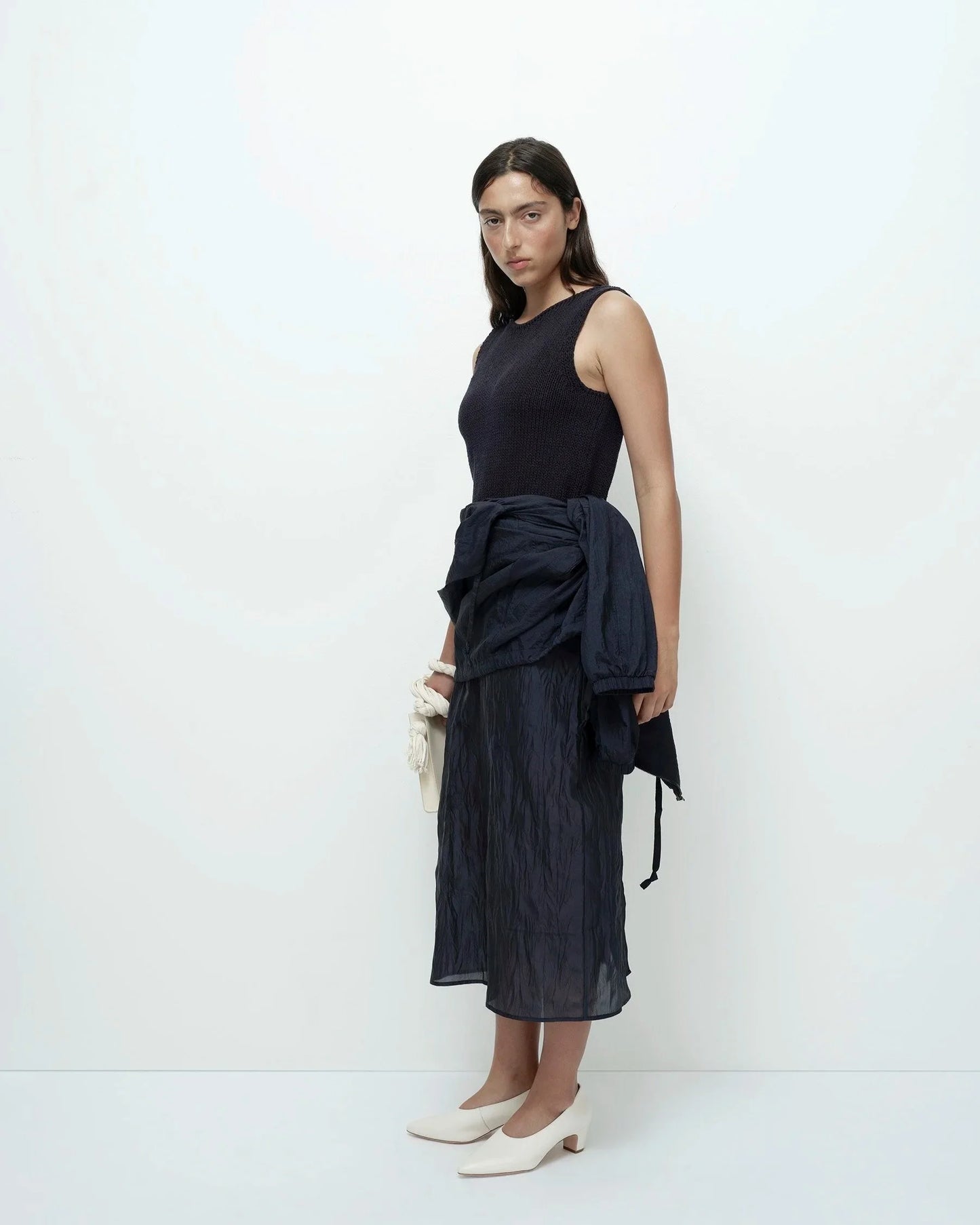 Boat Neck Knit Tank - Navy