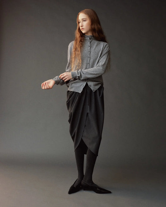 Mock Neck Cardigan - Gray