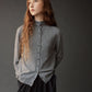 Mock Neck Cardigan - Gray