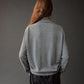 Mock Neck Cardigan - Gray